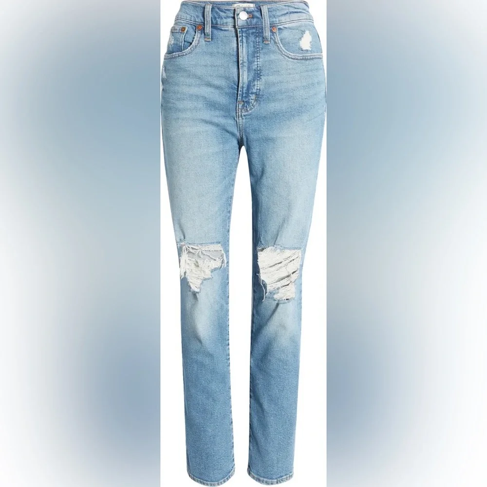 ❤️ Madewell The Perfect High Waist Ripped Vintage Jeans Denman Wash - Picture 10 of 11
